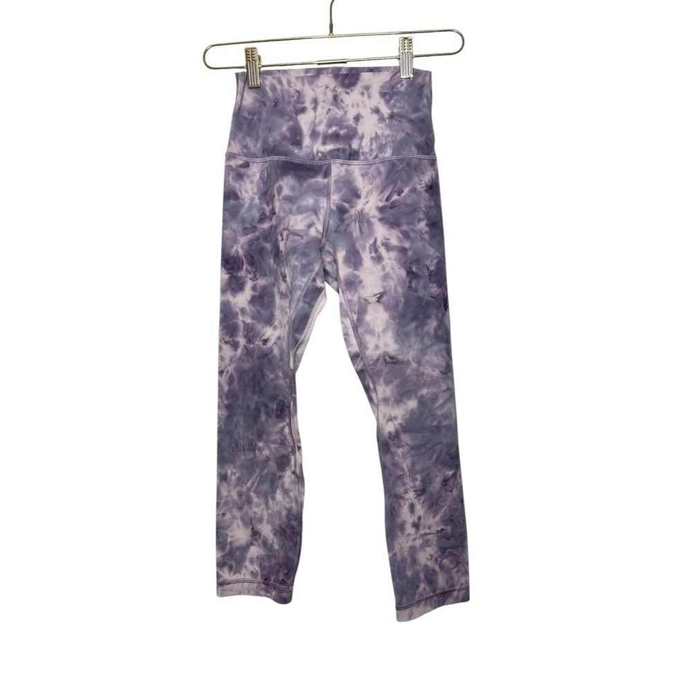 Lululemon Align High Rise Diamond Dye Cropped Leggings 4 Purple White Activewear